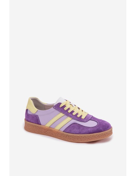 Leather Women's Sneakers LR61-7059 Purple