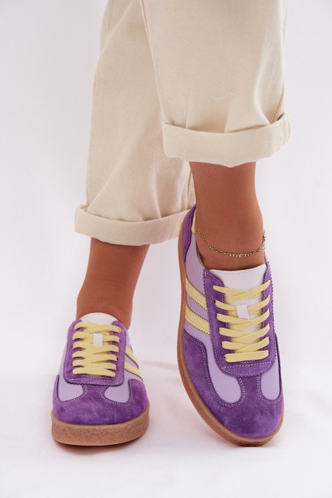 Leather Women's Sneakers LR61-7059 Purple