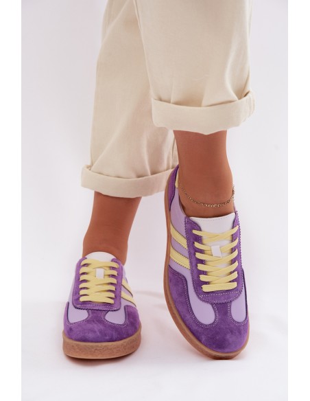 Leather Women's Sneakers LR61-7059 Purple