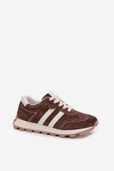 Women's Suede Sneakers on Platform S.Barski LR61-7097 Chocolate 2