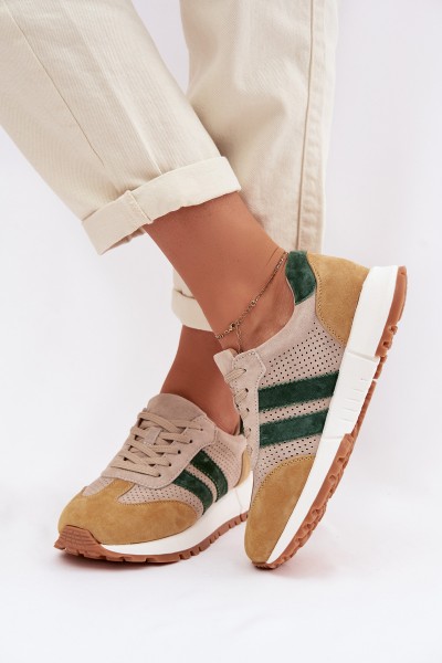 Women's Sneakers From Genuine Suede Beige-Yellow Marceline