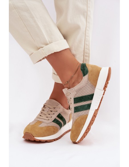 Women's Sneakers From Genuine Suede Beige-Yellow Marceline