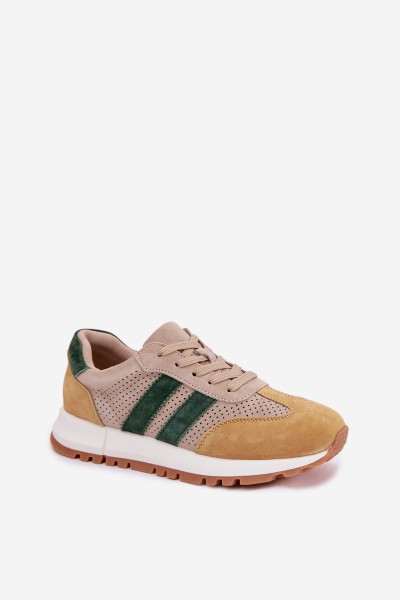 Women's Sneakers From Genuine Suede Beige-Yellow Marceline 2