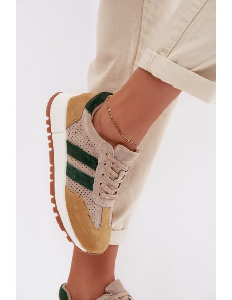 Women's Sneakers From Genuine Suede Beige-Yellow Marceline