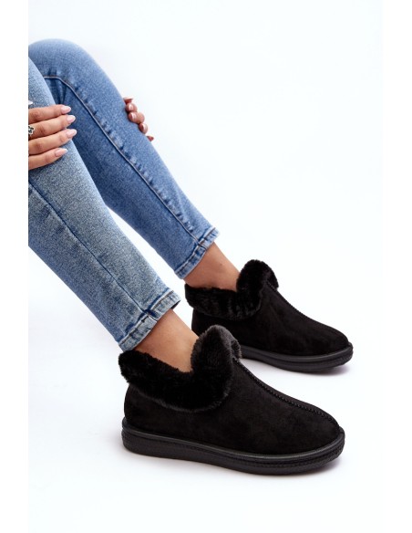 Women's Low Snow Boots with Fur Black Pilani