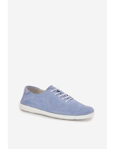Women's Suede Loafers LR61-7080 Blue