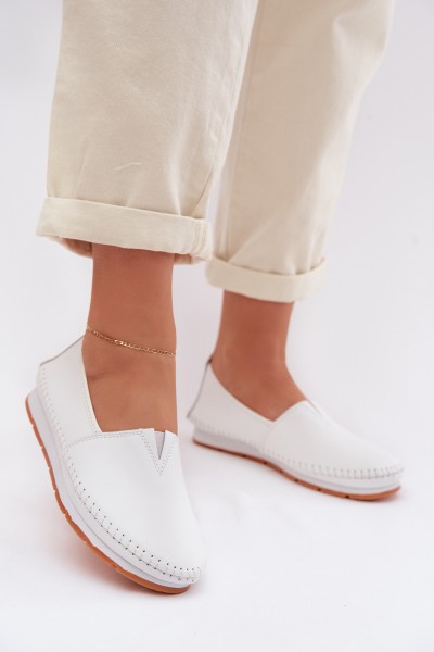 Leather Women's Loafers LR61-7051 White