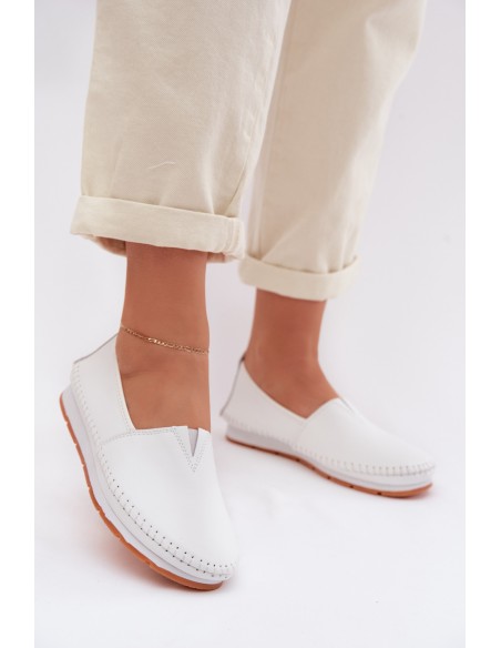 Leather Women's Loafers LR61-7051 White