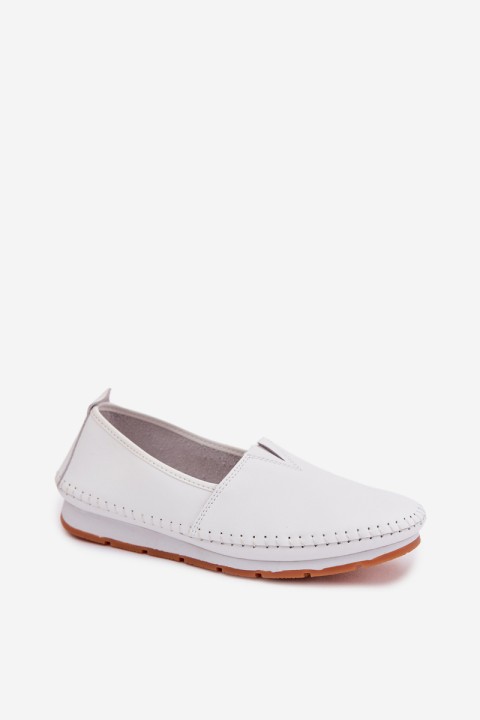 Leather Women's Loafers LR61-7051 White