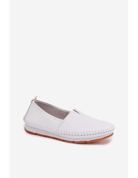 Leather Women's Loafers LR61-7051 White