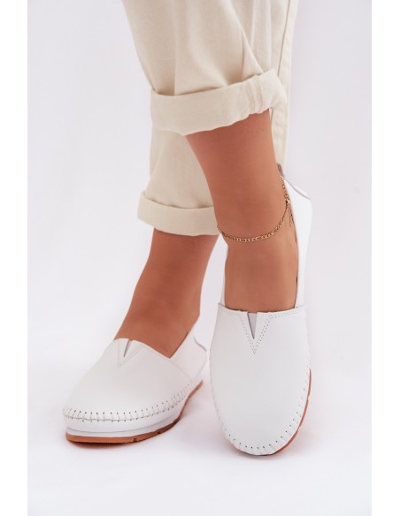 Leather Women's Loafers LR61-7051 White