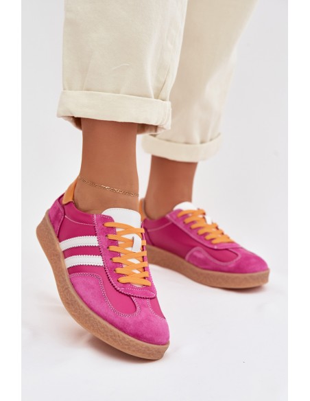 Leather Women's Sneakers LR61-7059 Fuchsia