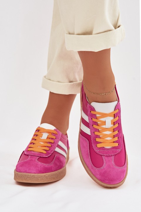 Leather Women's Sneakers LR61-7059 Fuchsia