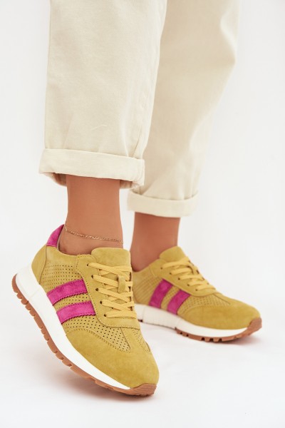 Women's Sneakers Made of Genuine Suede Yellow Marceline