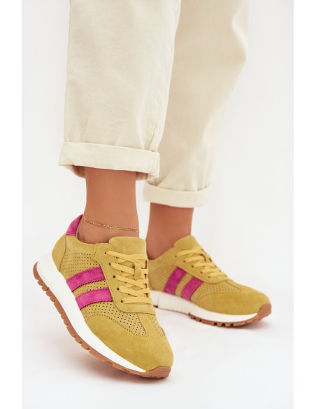 Women's Sneakers Made of Genuine Suede Yellow Marceline