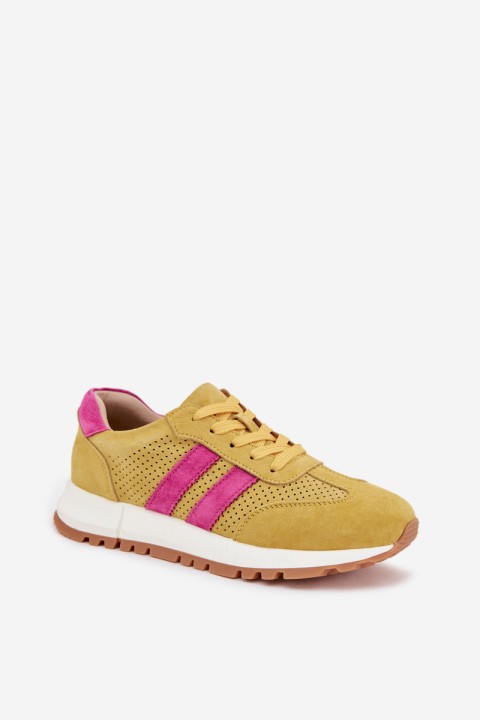 Women's Sneakers Made of Genuine Suede Yellow Marceline