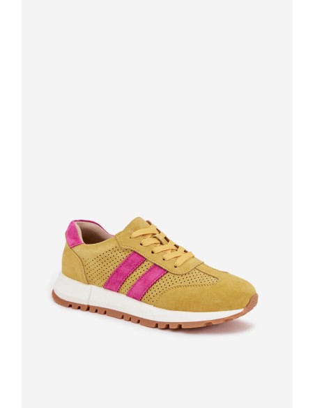 Women's Sneakers Made of Genuine Suede Yellow Marceline