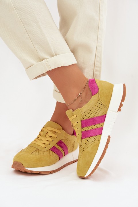 Women's Sneakers Made of Genuine Suede Yellow Marceline