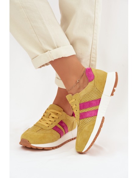 Women's Sneakers Made of Genuine Suede Yellow Marceline