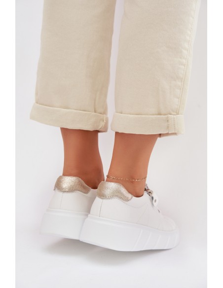 Leather Women's Loafers With Zipper White Althea