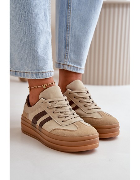 Women's Platform Sneakers Brown Nesonice