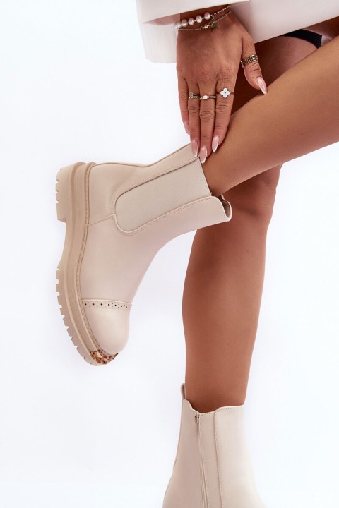 Women's Leather Ankle Boots Beige Nialee