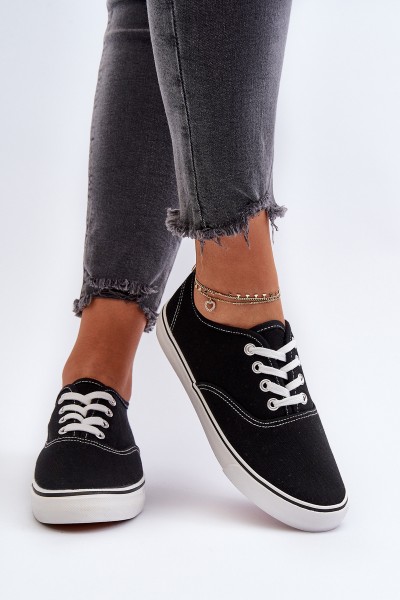 Women's Classic Black Sneakers Trainers Olvali