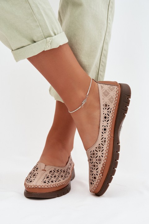 Women's Openwork Flats Sergio Leone SP-006 Pink