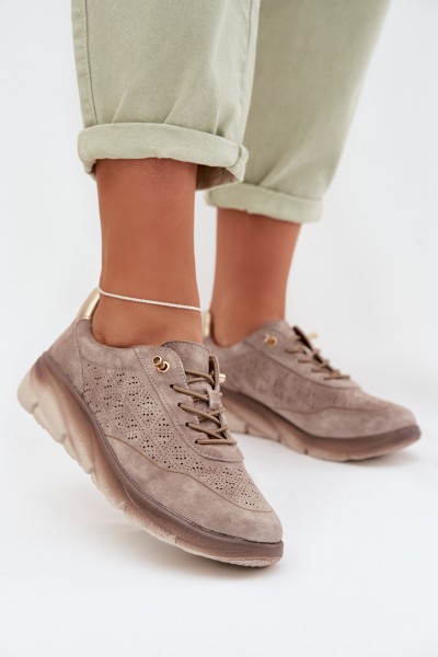 Leather Women's Mesh Sneakers Sergio Leone SP-002 Gray