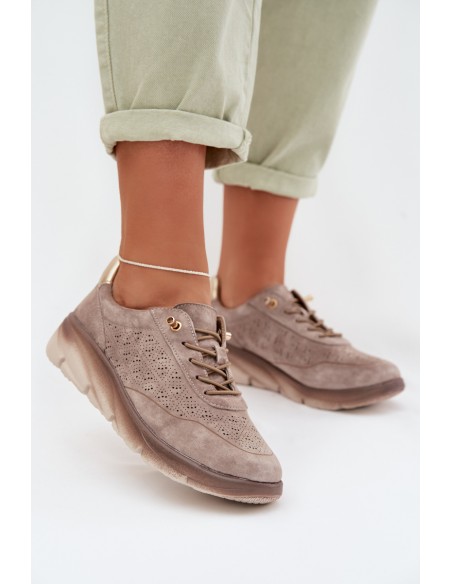 Leather Women's Mesh Sneakers Sergio Leone SP-002 Gray