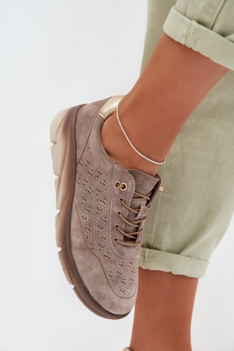 Leather Women's Mesh Sneakers Sergio Leone SP-002 Gray