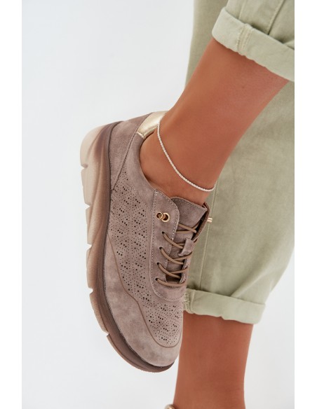 Leather Women's Mesh Sneakers Sergio Leone SP-002 Gray