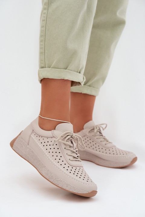 Leather Women's Sneakers Mesh Sergio Leone SP-013 Gray