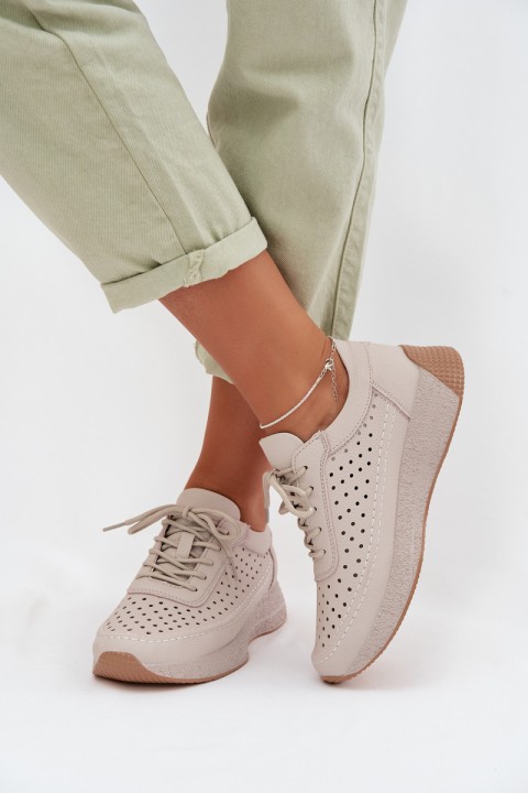 Leather Women's Sneakers Mesh Sergio Leone SP-013 Gray