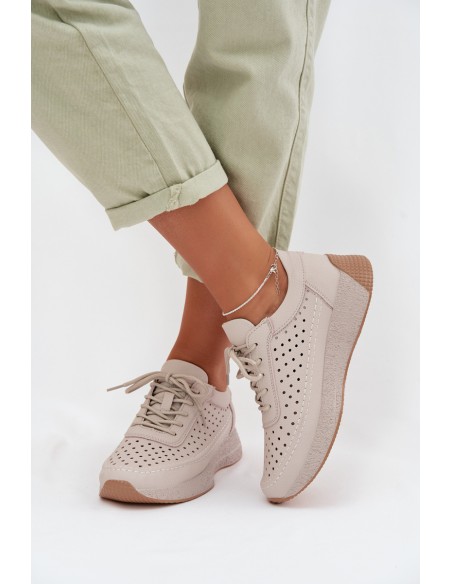 Leather Women's Sneakers Mesh Sergio Leone SP-013 Gray