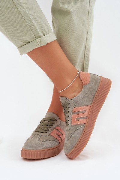 Women's Sneakers Made of Natural Suede Green Delyssia