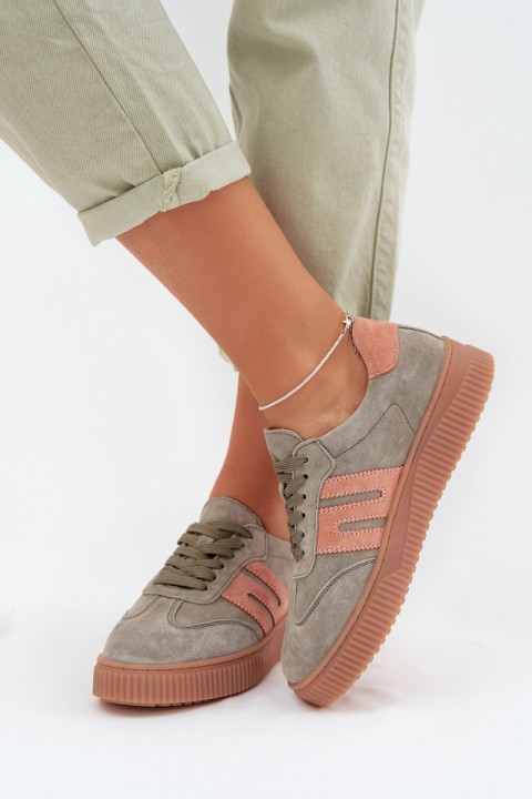 Women's Sneakers Made of Natural Suede Green Delyssia