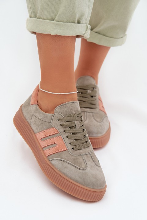 Women's Sneakers Made of Natural Suede Green Delyssia