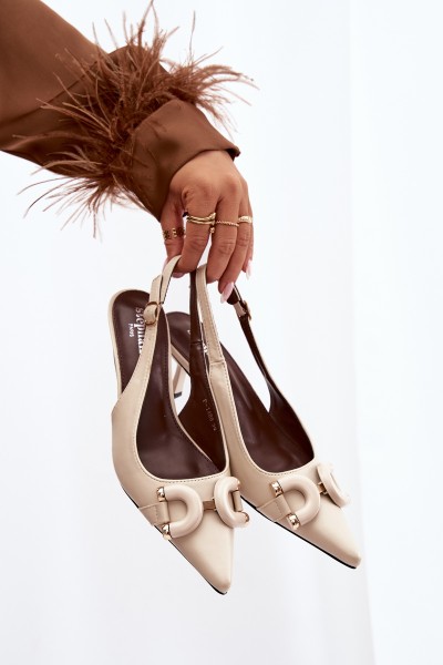 Women sandals on heel with decorative detail light beige Brienne