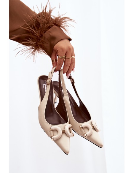 Women sandals on heel with decorative detail light beige Brienne