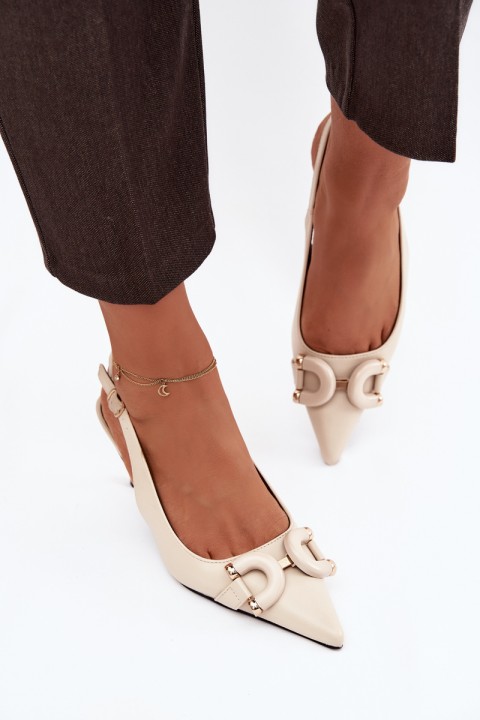 Women sandals on heel with decorative detail light beige Brienne