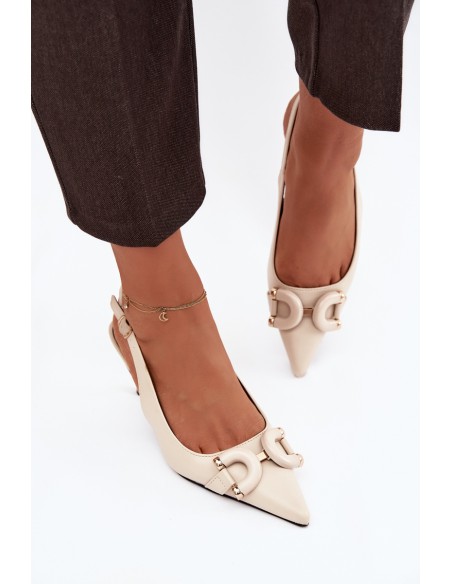 Women sandals on heel with decorative detail light beige Brienne