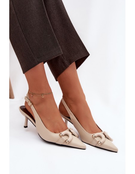 Women sandals on heel with decorative detail light beige Brienne