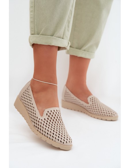 Women's Perforated Loafers Beige Flariette