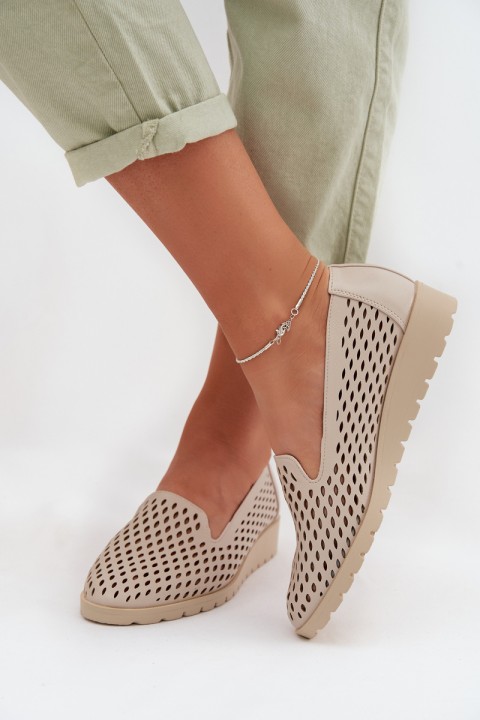 Women's Perforated Loafers Beige Flariette