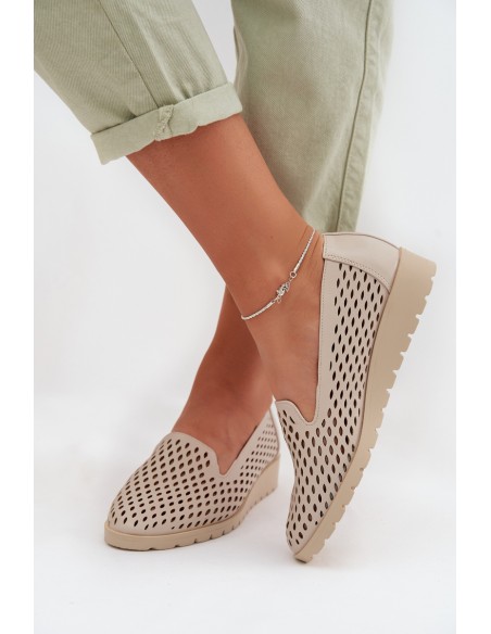 Women's Perforated Loafers Beige Flariette