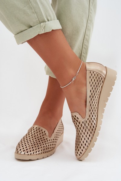 Women's Openwork Flats Gold Flariette