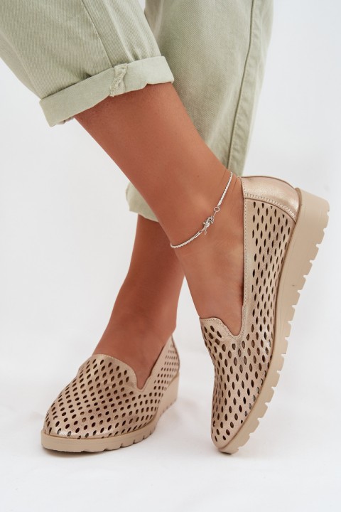 Women's Openwork Flats Gold Flariette