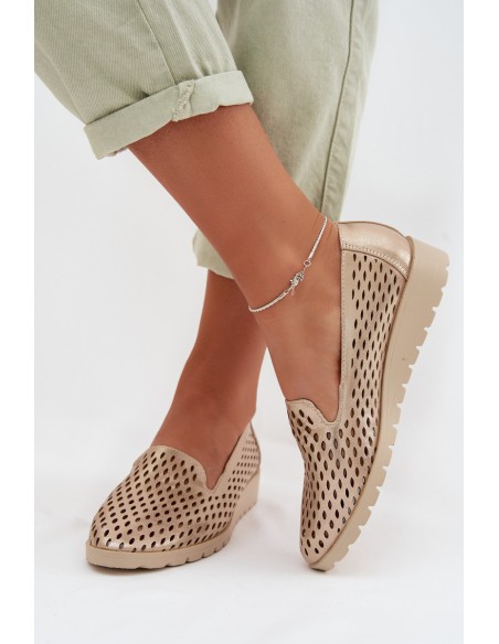 Women's Openwork Flats Gold Flariette