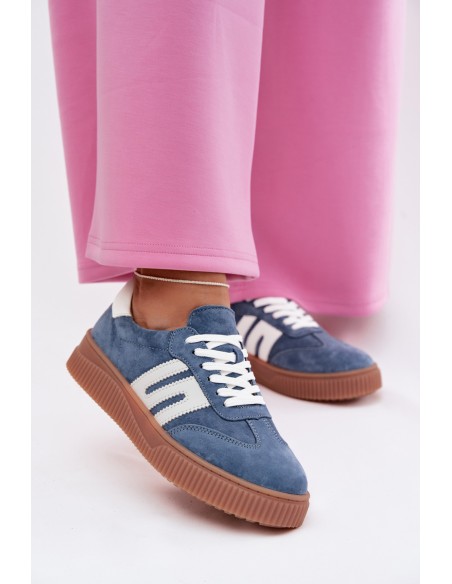 Women's Sneakers Made of Natural Suede Blue Delyssia